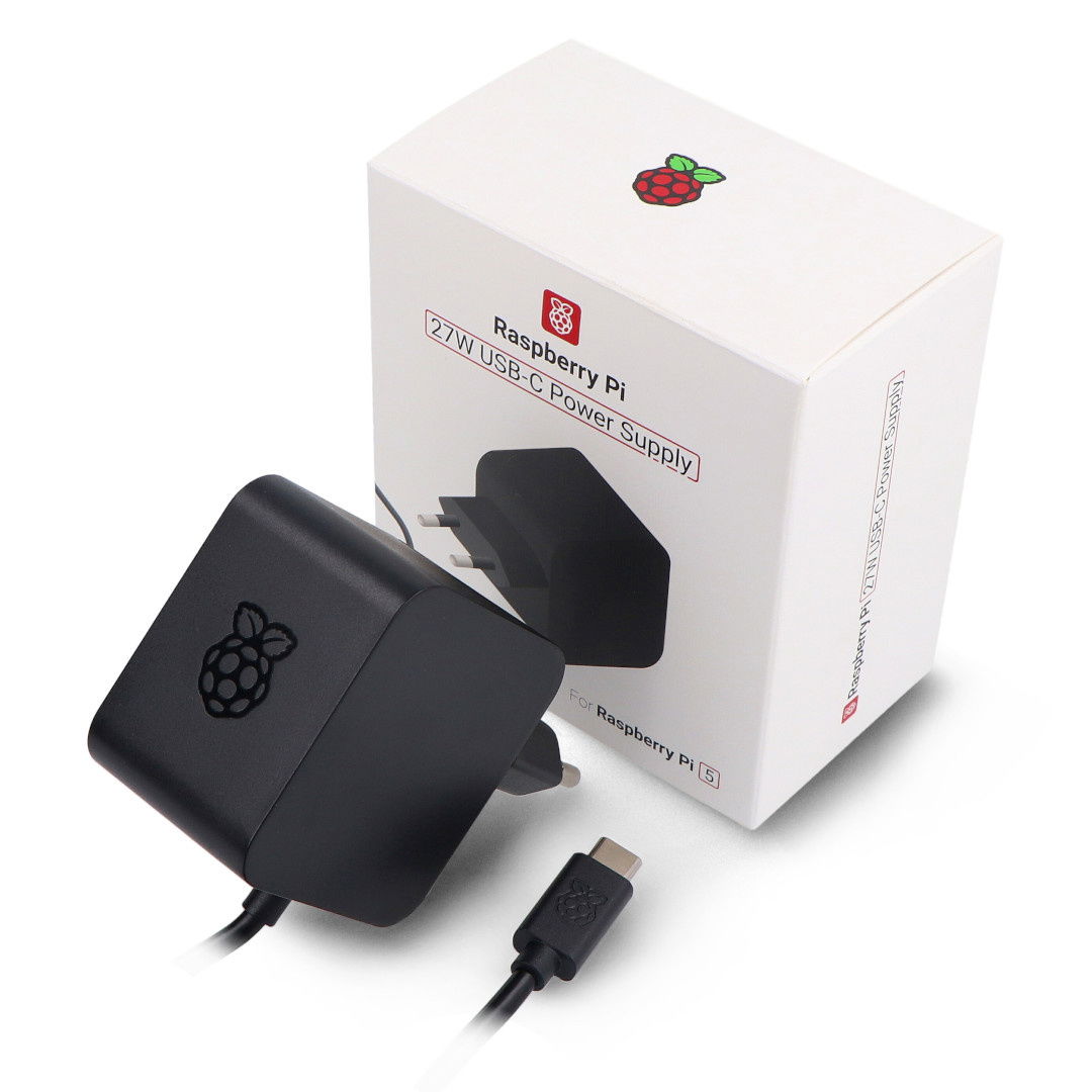 Raspberry Pi 27W USB-C Power Supply - oficjalny zasilacz USB C 5,1V / 5A do Raspberry Pi 5 - czarny